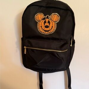 Black Backpack with Pumpkin Patch